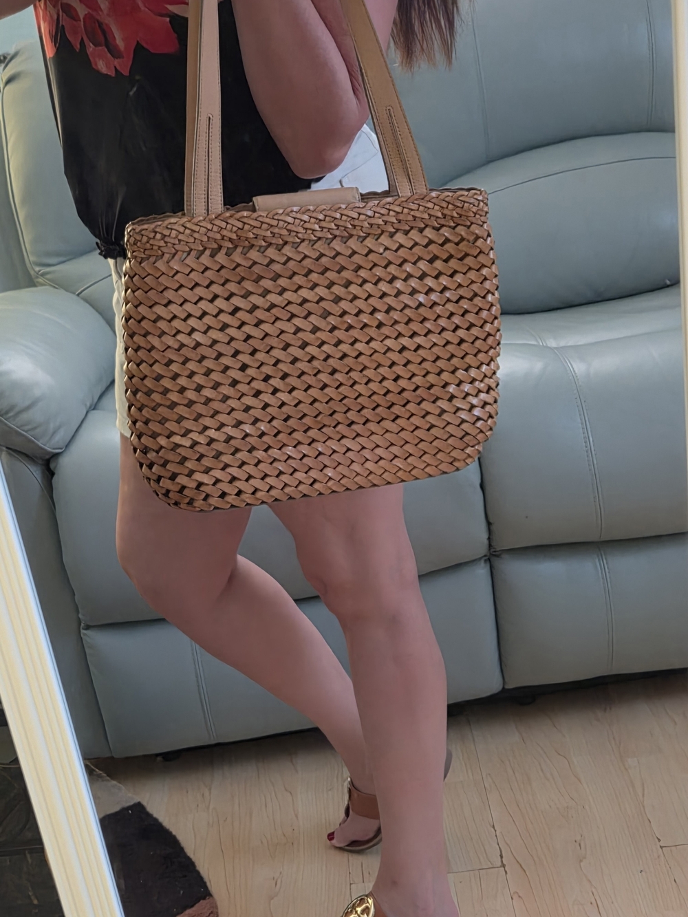 Fossil Woven Leather Tote Bag in Tan - Picture 10 of 11